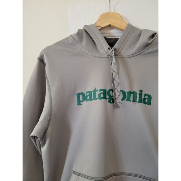 Patagonia Men's Text Logo PolyCycle® Hoody S Grey - Picture 4 of 11